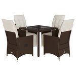 vidaXL Ensemble de bistro de jardin 5 Pièces coussins marron poly rotin