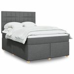 vidaXL Sommier à lattes de lit avec matelas Gris foncé 140x200cm Tissu