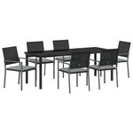 vidaXL Ensemble de salle à manger de jardin 7 pièces avec coussins en poly rotin noir