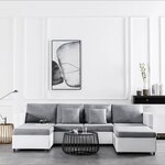 vidaXL Canapé-lit extensible à 4 places similicuir blanc