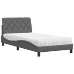 vidaXL Lit avec matelas gris foncé 100x200 cm tissu