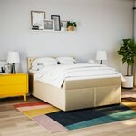vidaXL Sommier à lattes de lit avec matelas Crème 180x200 cm Tissu