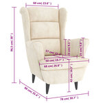 vidaXL Fauteuil blanc crème velours