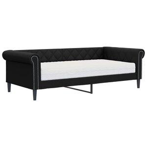 vidaXL Lit de jour avec matelas noir 90x200 cm similicuir