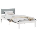 vidaXL Cadre de lit Blanc et gris clair 90 x 190 cm Bois massif en pin
