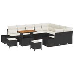 vidaXL Ensemble de canapé de jardin avec coussin 12 Pièces Noir et Crème