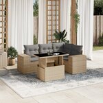 vidaXL Salon de jardin avec coussins 5 Pièces beige résine tressée
