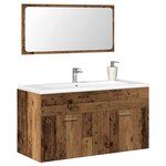 vidaXL Armoire de salle de bain et miroir vieux bois bois d'ingénierie