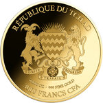 Monnaie RED STARFISH Sea Creatures 1/1000 Oz Or 3000 Francs Chad
