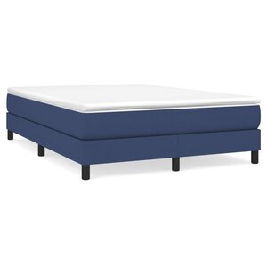 vidaXL Sommier à lattes de lit avec matelas Bleu 140x200 cm Tissu
