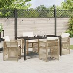 Ensemble de salle à manger de jardin 5 pièces avec coussins en rattan poly beige