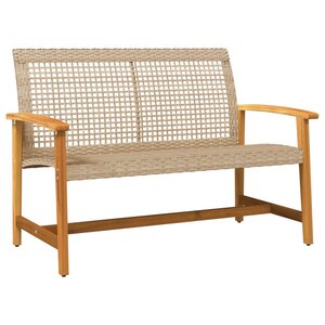 vidaXL Banc de jardin beige 112 cm résine tressée et bois d'acacia