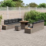 vidaXL Ensemble de canapé de jardin avec coussin 11 Pièces Gris