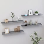 vidaXL Étagères murales 4 Pièces Gris 60x9x3 cm