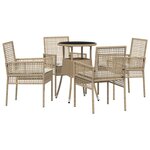 vidaXL Ensemble de salle à manger de jardin 5 pièces beige en polyrotin