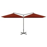 vidaXL Parasol de jardin double et mât en acier terre cuite 600x300 cm