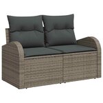 vidaXL Ensemble de canapé de jardin avec coussin 9 Pièces Gris Poly rotin