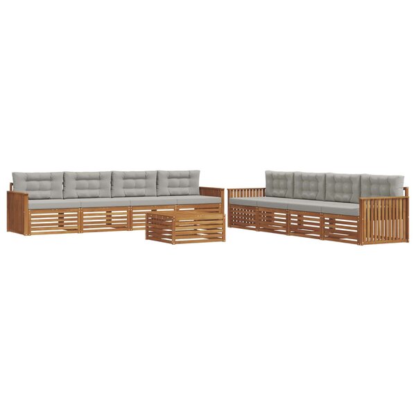 vidaXL Ensemble de canapés d'extérieur 9 pc Gris Naturel et Clair