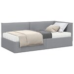 vidaXL Cadre de lit d'angle avec matelas 2 pc Gris clair 90 x 200 cm