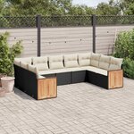 vidaXL Salon de jardin 9 Pièces avec coussins noir résine tressée