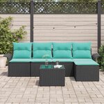 vidaXL Ensemble de canapé de jardin avec coussin 6 Pièces Noir polyrotin