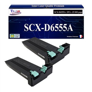 T3AZUR - 2x Toners compatibles avec Samsung SCX-D6555A SCXD6555A pour Samsung MultiXpress 6545N 6545NG 6545NX 6555N 6555NG 6555NX 6811CO SL-M5370LX SL-M5370NX