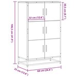 vidaXL Buffet haut chêne fumé 68x35x106 5 cm bois d'ingénierie métal