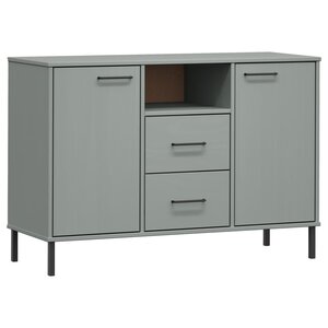 vidaXL Buffet avec pieds en métal Gris 113x40x77 cm Bois massif OSLO