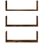 vidaXL Étagères murales 3 Pièces chêne fumé 58x18x18 cm bois d'ingénierie