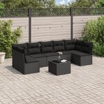 vidaXL Salon de jardin 8 Pièces avec coussins noir résine tressée