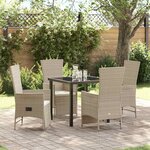 vidaXL Ensemble de salle à manger pour jardin 5 Pièces Beige polyrotin