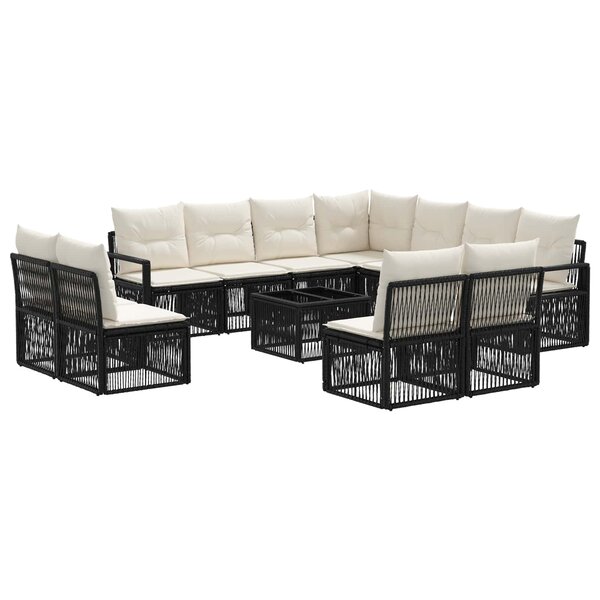 vidaXL Ensemble de canapé de jardin 12 Pièces Noir polyrotin