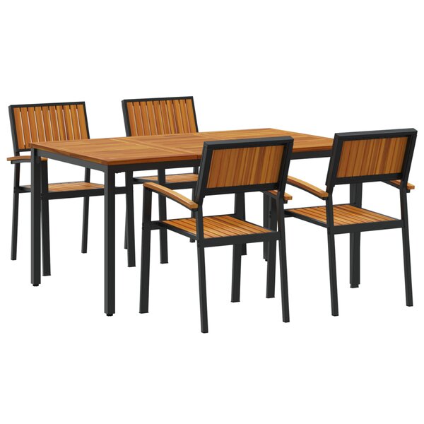 vidaXL Ensemble de salle à manger de jardin 5 pièces en bois solide d'acacia et métal