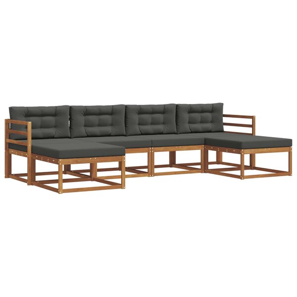 vidaXL Ensemble de canapés d'extérieur 6 pc Naturel et Anthracite