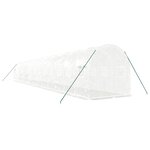 vidaXL Serre avec cadre en acier blanc 28 m² 14x2x2 m