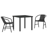 vidaXL Set de jardin 3 pièces Rattan plastique noir