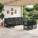 vidaXL Ensemble de canapés d'extérieur 9 Pièces Noir et Gris foncé