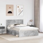 vidaXL Cadre de lit Gris Béton 150 x 200 cm Pin massif