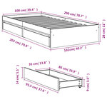 vidaXL Cadre de lit avec tiroirs sans matelas chêne sonoma 100x200 cm
