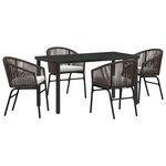 vidaXL Ensemble de salle à manger pour jardin 5 Pièces Marron Poly rotin