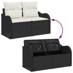 Ensemble de canapé de jardin 6 pièces avec coussins en poly rotin noir