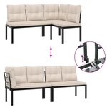 vidaXL Salon de jardin avec coussins 6 Pièces noir acier enduit de poudre