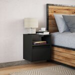 vidaXL Table de chevet murale avec lumières LED noir