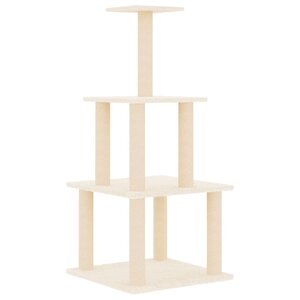 vidaXL Arbre à chat avec griffoirs en sisal crème 111 cm