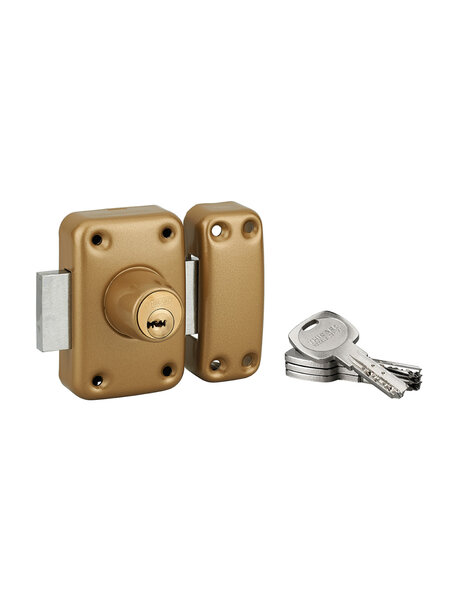 THIRARD - Verrou double entrée Transit 2 pour porte d'entrée  cylindre 60mm  4 clés  époxy or