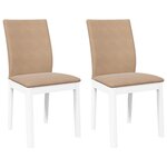 vidaXL Chaises à manger coussins 2 Pièces blanc bois massif caoutchouc