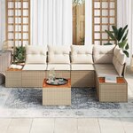 vidaXL Ensemble de canapé de jardin 6 Pièces beige et crème Poly rotin
