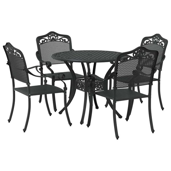 vidaXL Ensemble de salle à manger pour jardin 5 Pièces Noir Aluminium