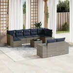 vidaXL Salon de jardin 10 Pièces avec coussins gris résine tressée
