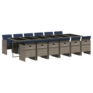 vidaXL Ensemble à manger de jardin avec coussins 13 Pièces résine tressée